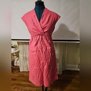 Maternity Pink Wrap Imitation Dress, Cotton